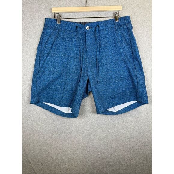 Robert Graham Mens Size 36 Drawstring Waist Chino Shorts Blue Speckle Pockets - Picture 1 of 9